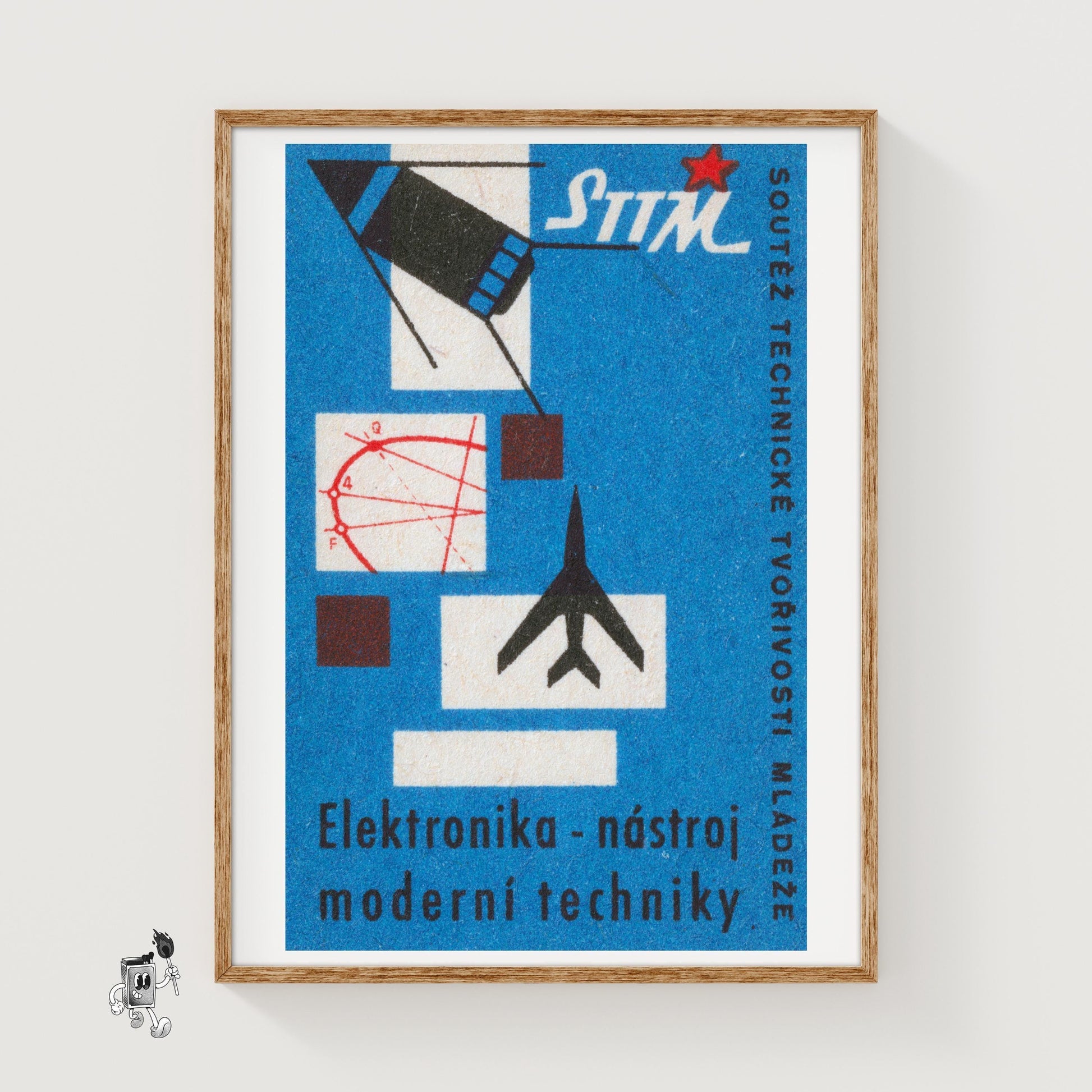 Rocket and Airplane - vintage matchbox label print