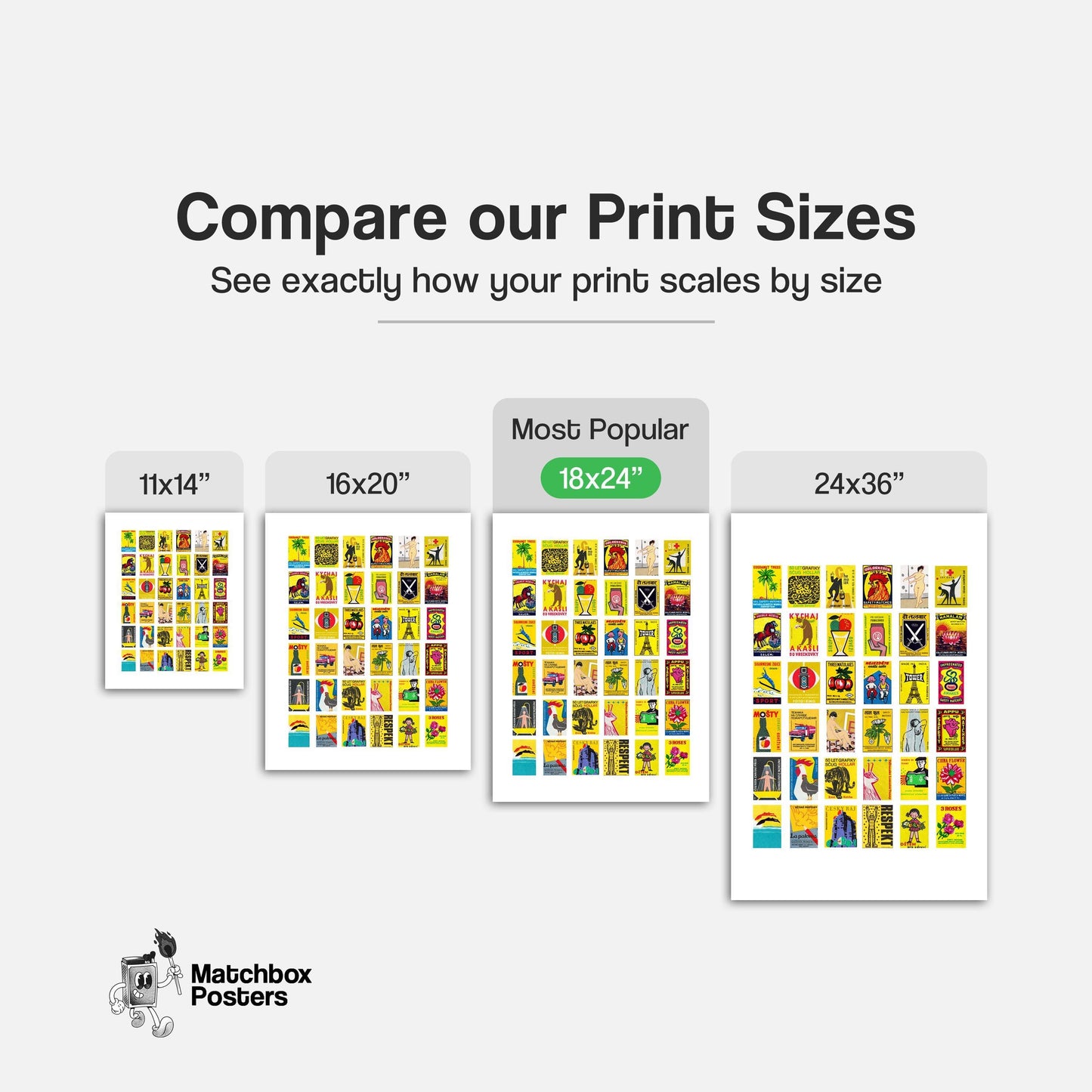Yellows Grid Print - vintage matchbox label print - office wall