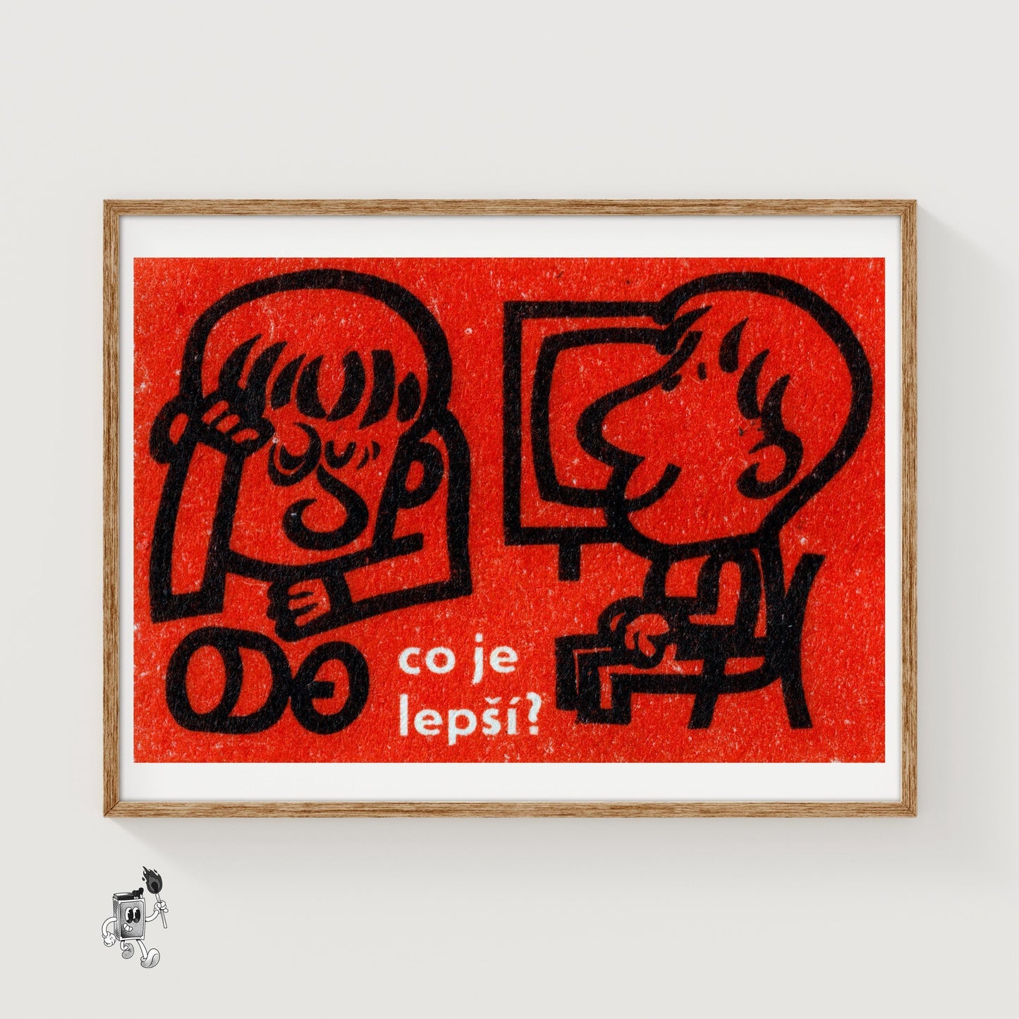 Two Cartoon Figures - vintage matchbox label print