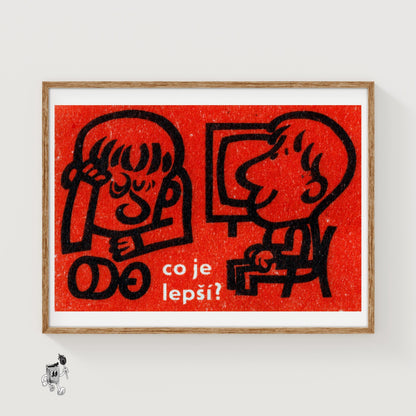 Two Cartoon Figures - vintage matchbox label print