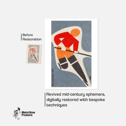 Ice Hockey Player - vintage matchbox label print - framed wall art preview