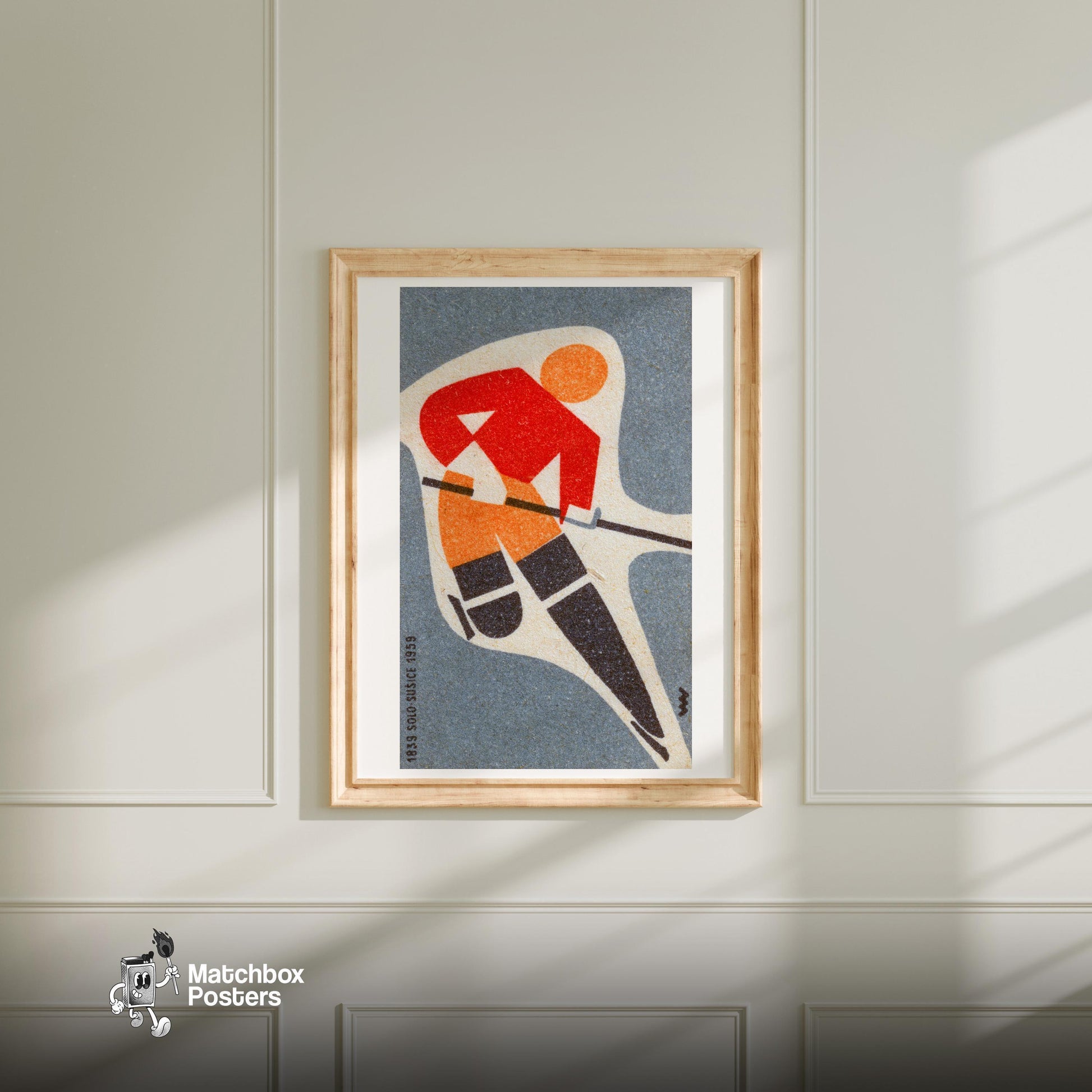Ice Hockey Player - vintage matchbox label print - bedroom mockup