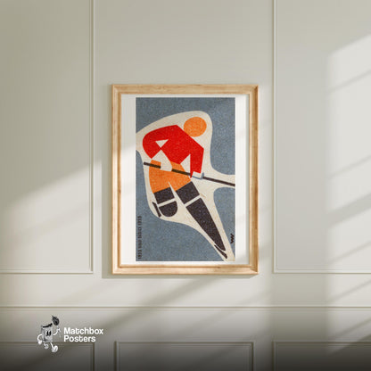Ice Hockey Player - vintage matchbox label print - bedroom mockup