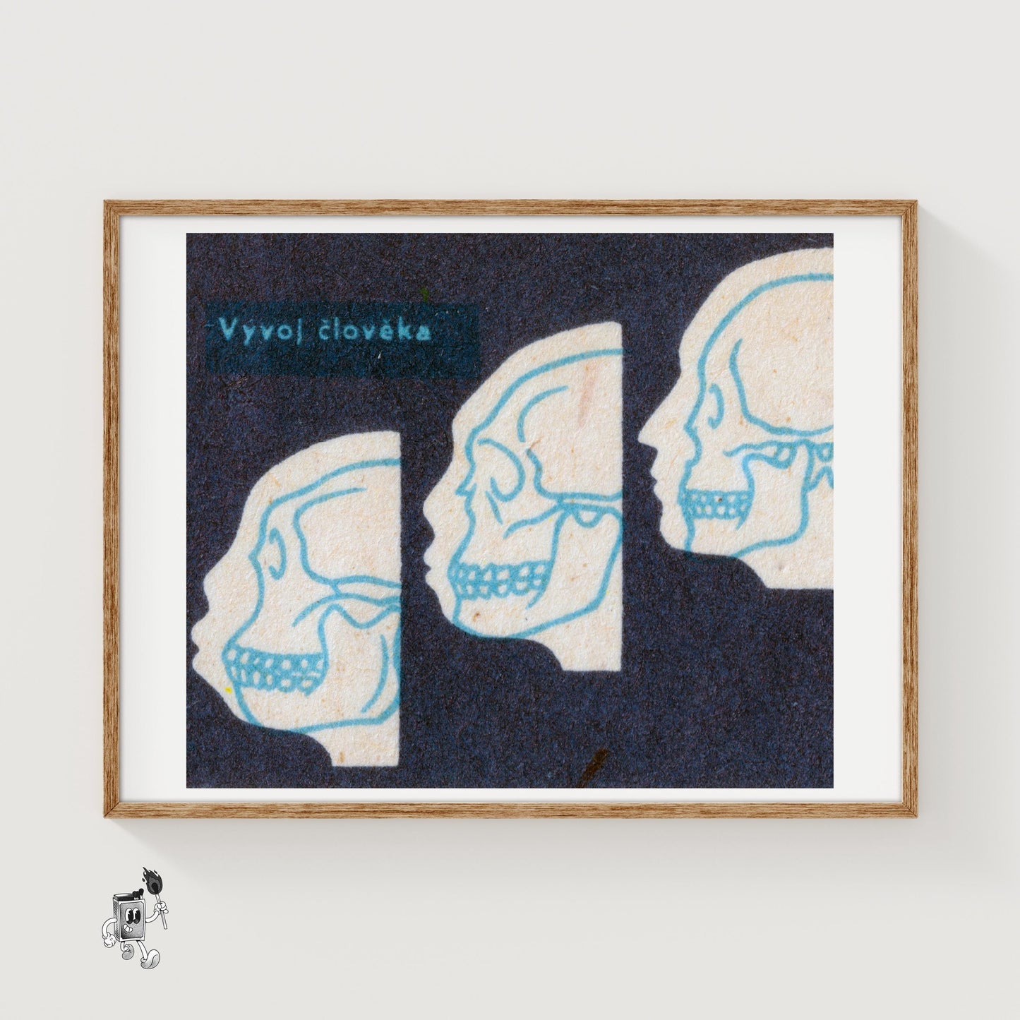 Human Evolution - vintage matchbox label print