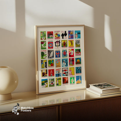 Czechoslovakian - vintage matchbox label print - bedroom mockup
