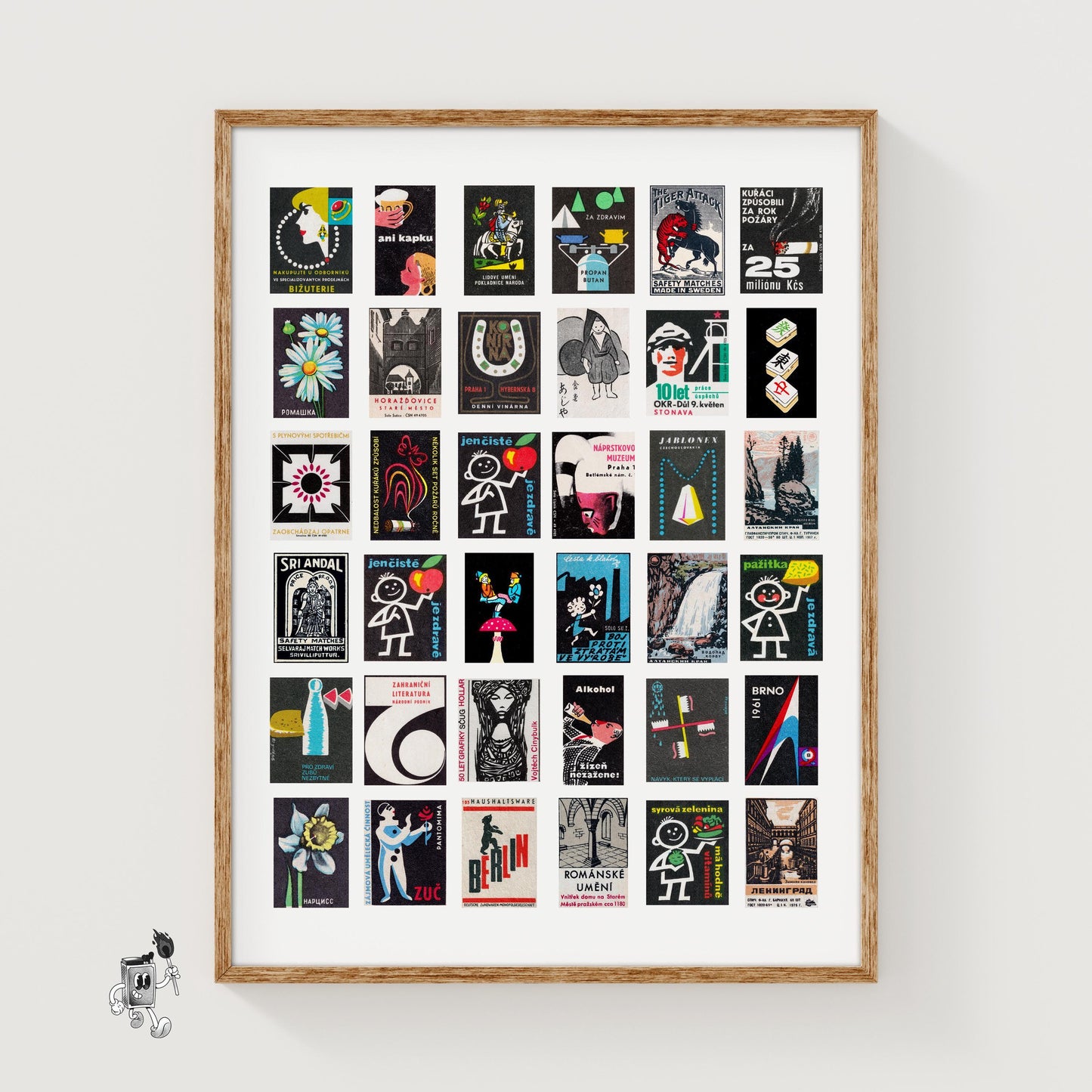 Black Collage Print - vintage matchbox label print