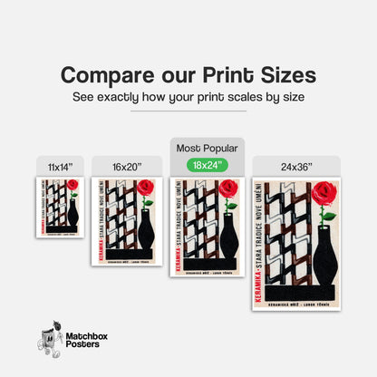 Red Rose in Vase - vintage matchbox label print - gallery wall preview