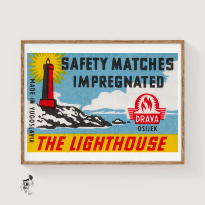 The Lighthouse - vintage matchbox label print