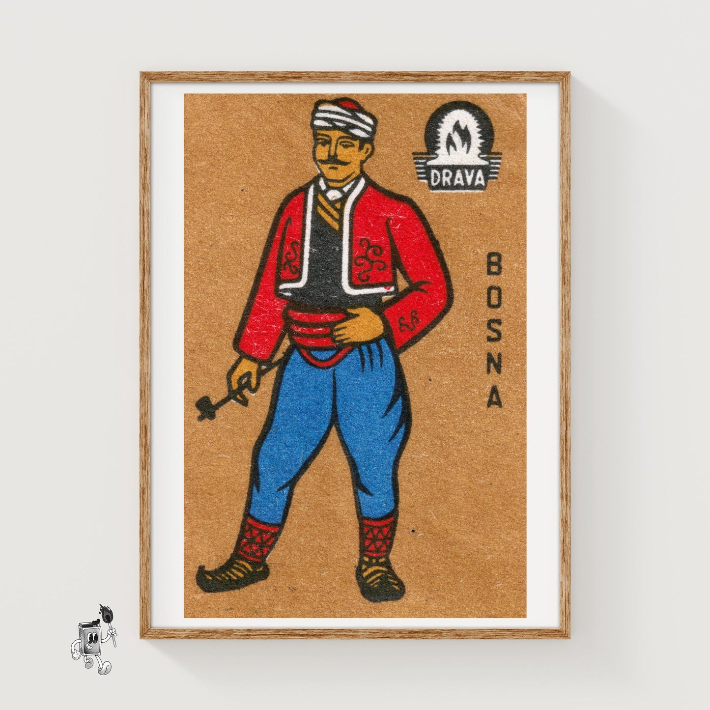 Man Bosna - vintage matchbox label print