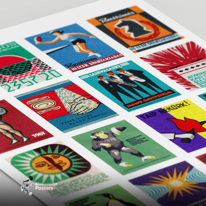 Lithuanian - vintage matchbox label print - close-up detail