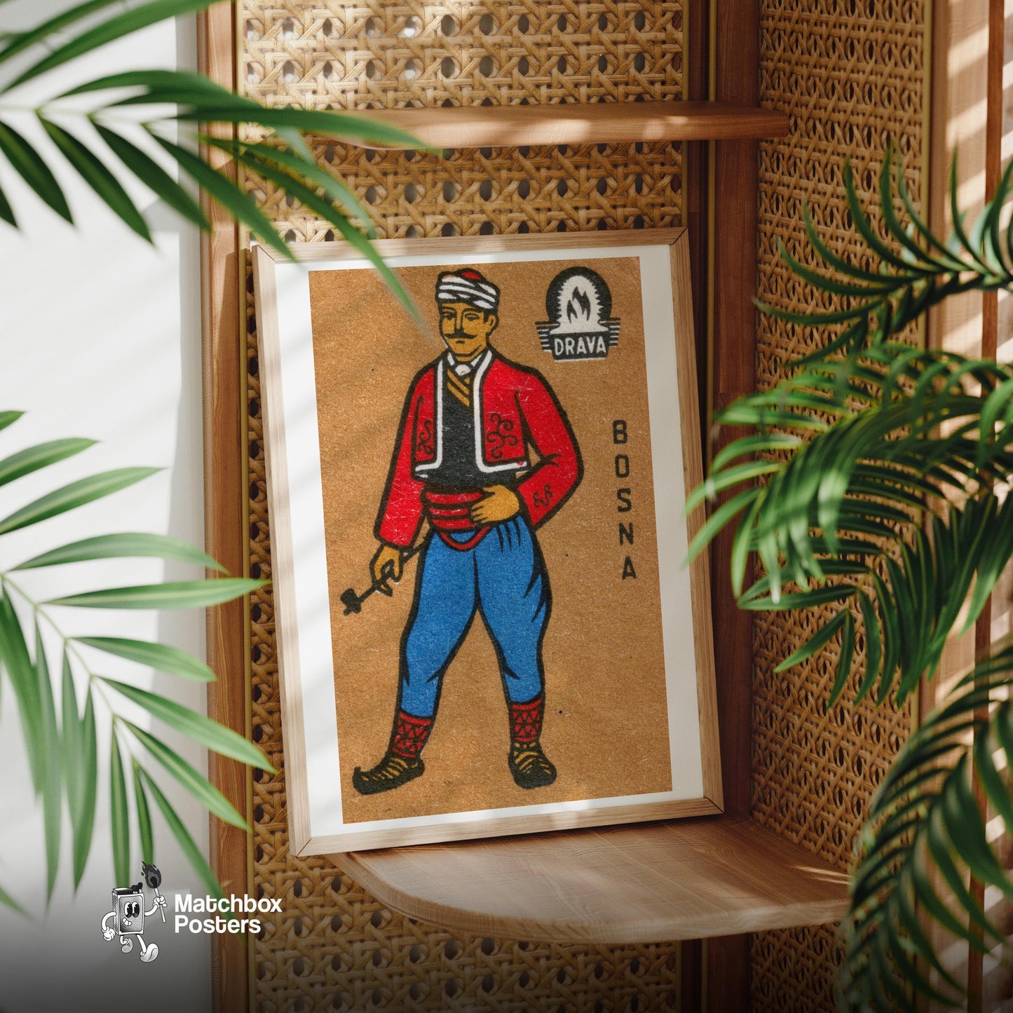 Man Bosna - vintage matchbox label print - office wall