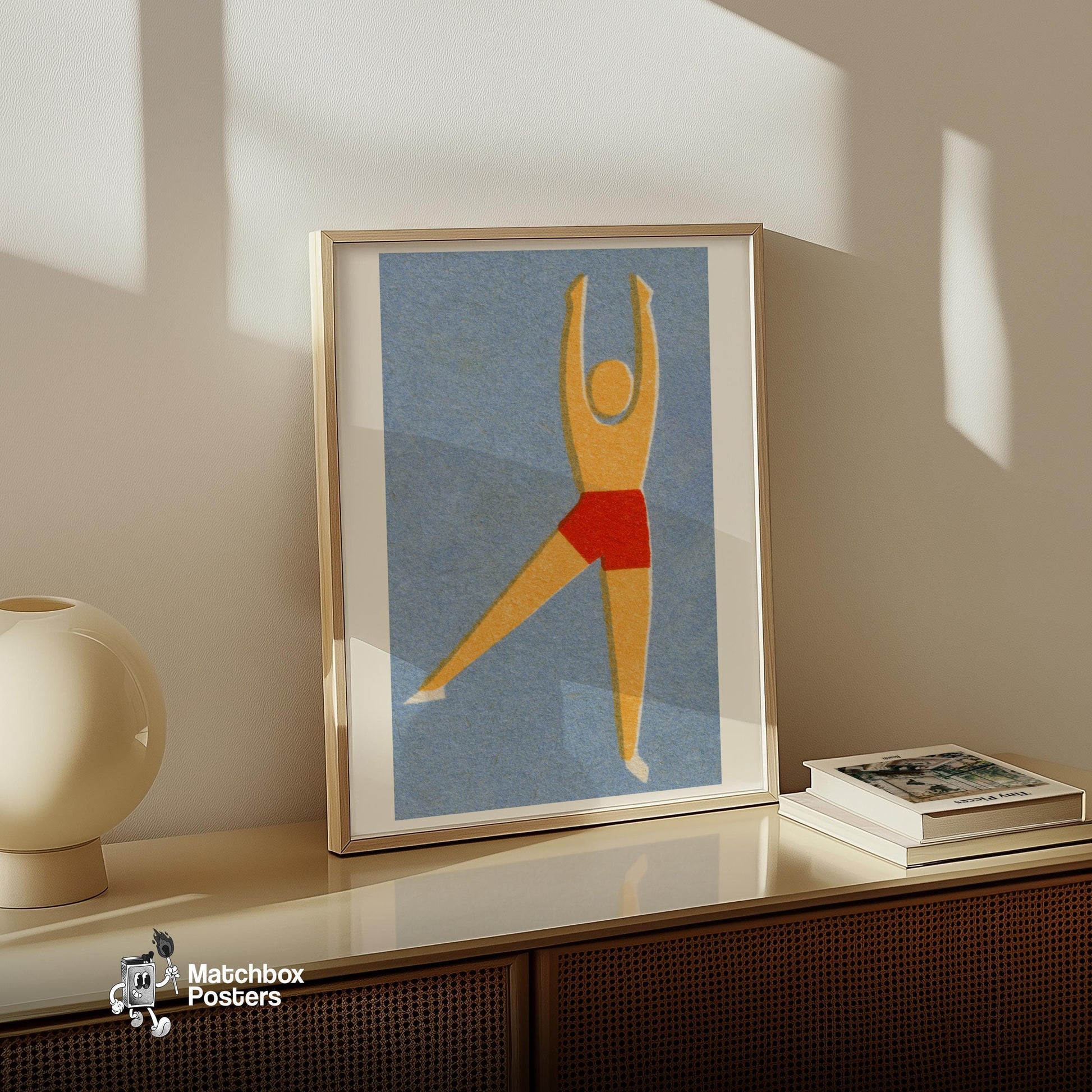 Dancing Man - vintage matchbox label print - size comparison