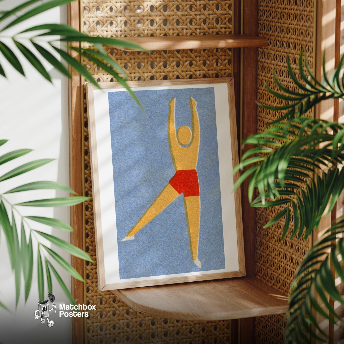 Dancing Man - vintage matchbox label print - office wall