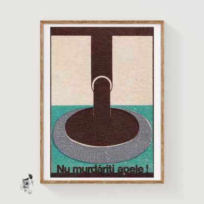 Stylized Faucet Romania - vintage matchbox label print