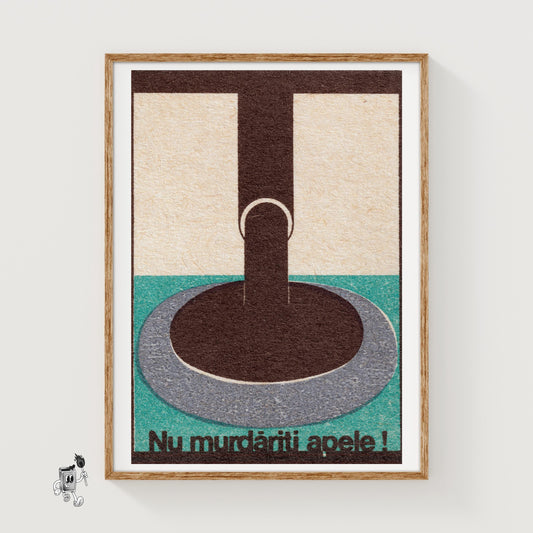 Stylized Faucet Romania - vintage matchbox label print