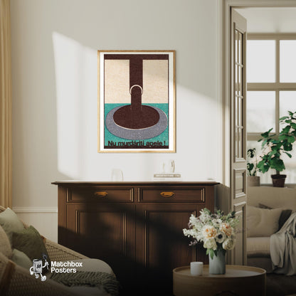 Stylized Faucet Romania - vintage matchbox label print - living room mockup