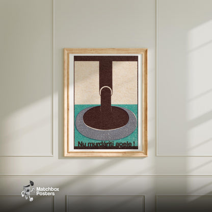 Stylized Faucet Romania - vintage matchbox label print - bedroom mockup