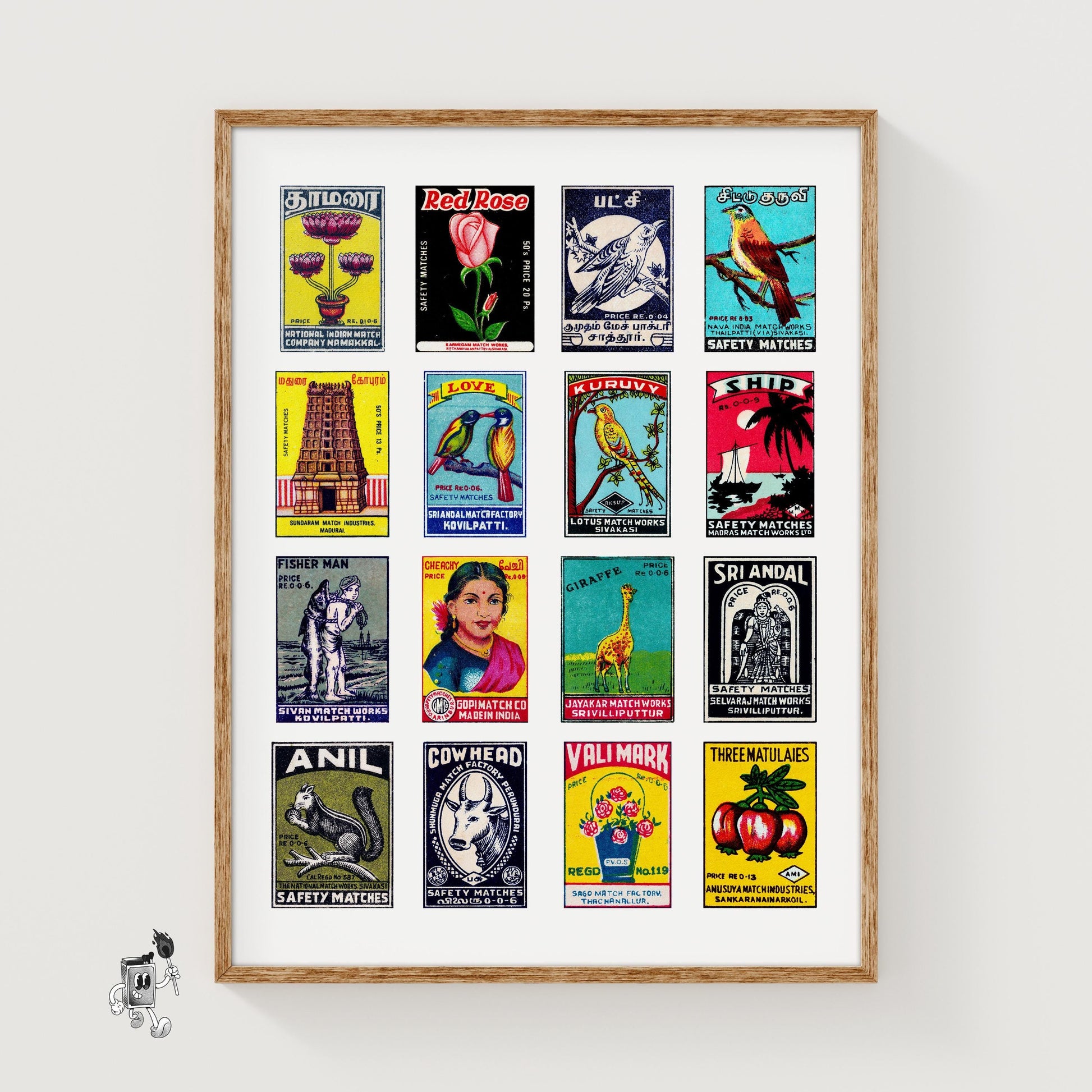 Vintage Tamil Art - vintage matchbox label print