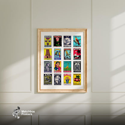 Vintage Tamil Art - vintage matchbox label print - living room mockup