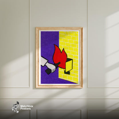 Fire Starter - vintage matchbox label print - bedroom mockup