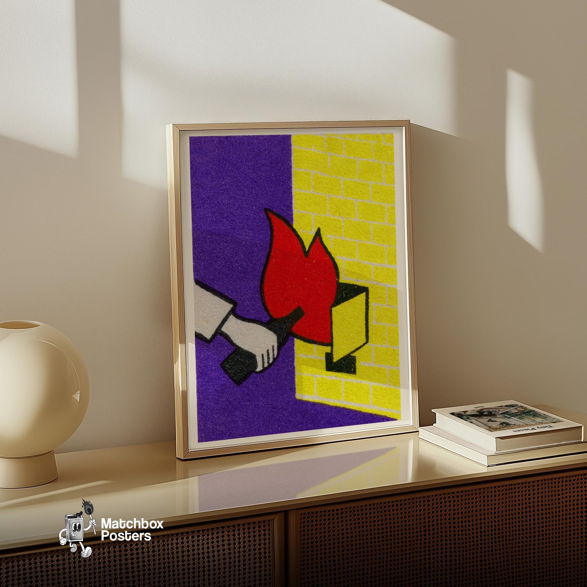 Fire Starter - vintage matchbox label print - size comparison