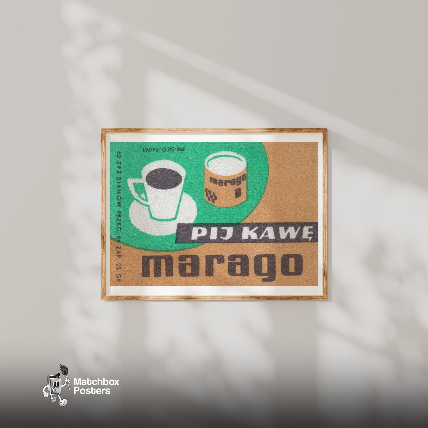 Coffee Cup - vintage matchbox label print - bedroom mockup