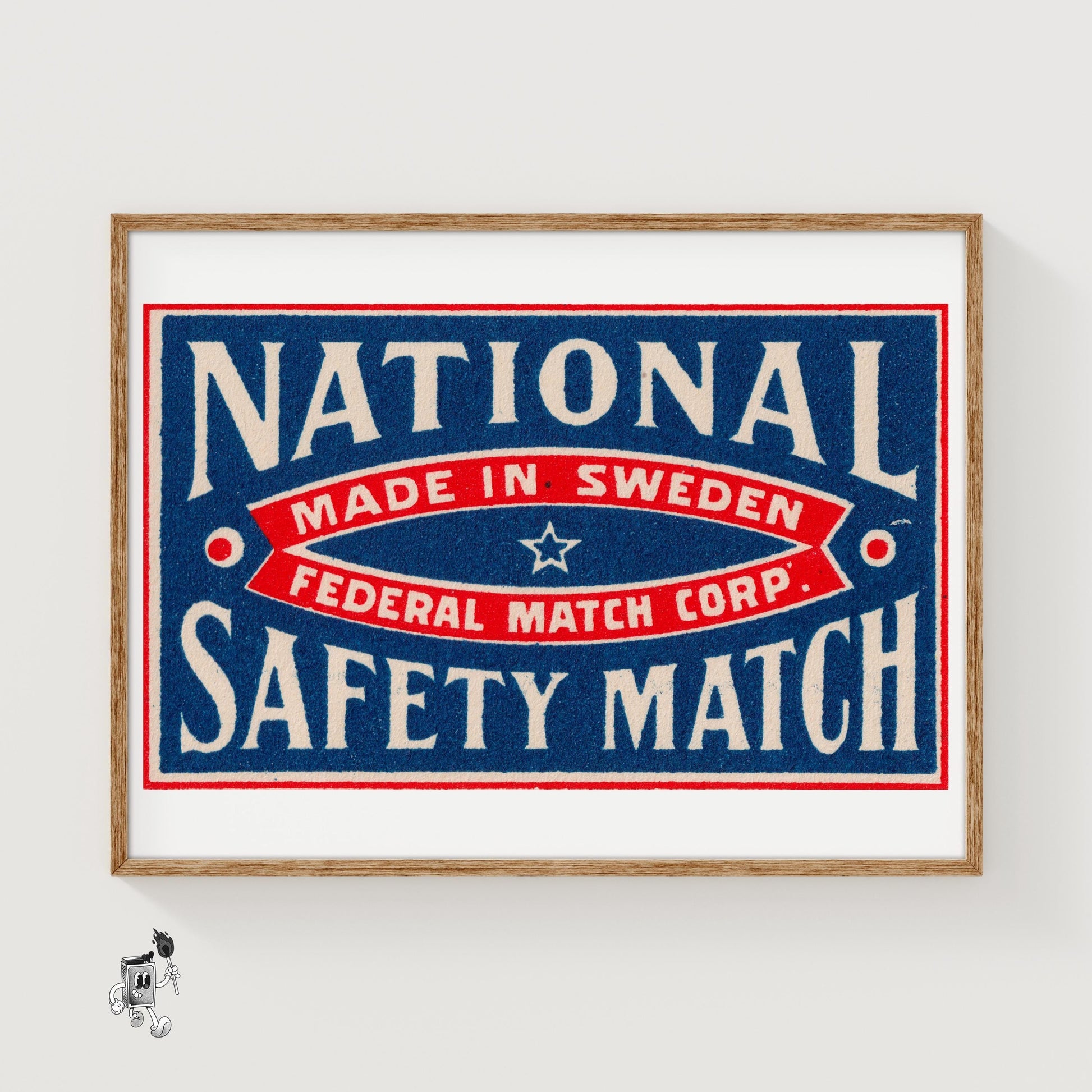 National Safety - vintage matchbox label print