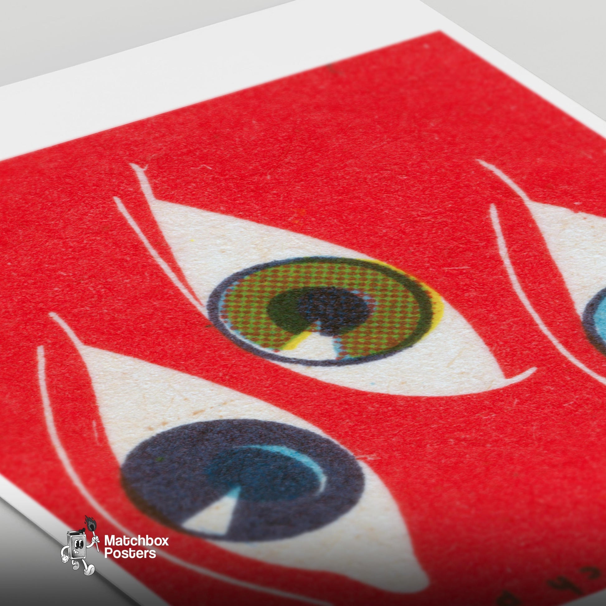Three Eyes - vintage matchbox label print - close-up detail