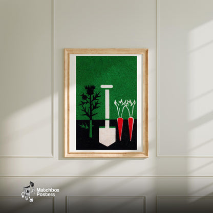 Gardening - vintage matchbox label print - bedroom mockup