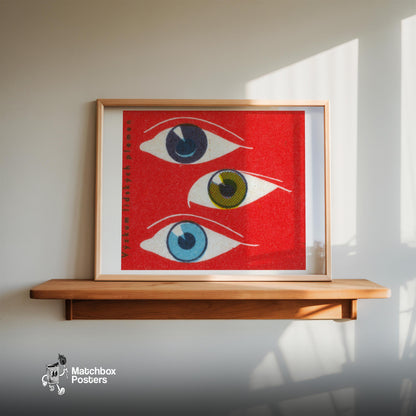 Three Eyes - vintage matchbox label print - size comparison