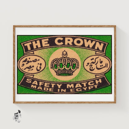 Crown Symbol - vintage matchbox label print