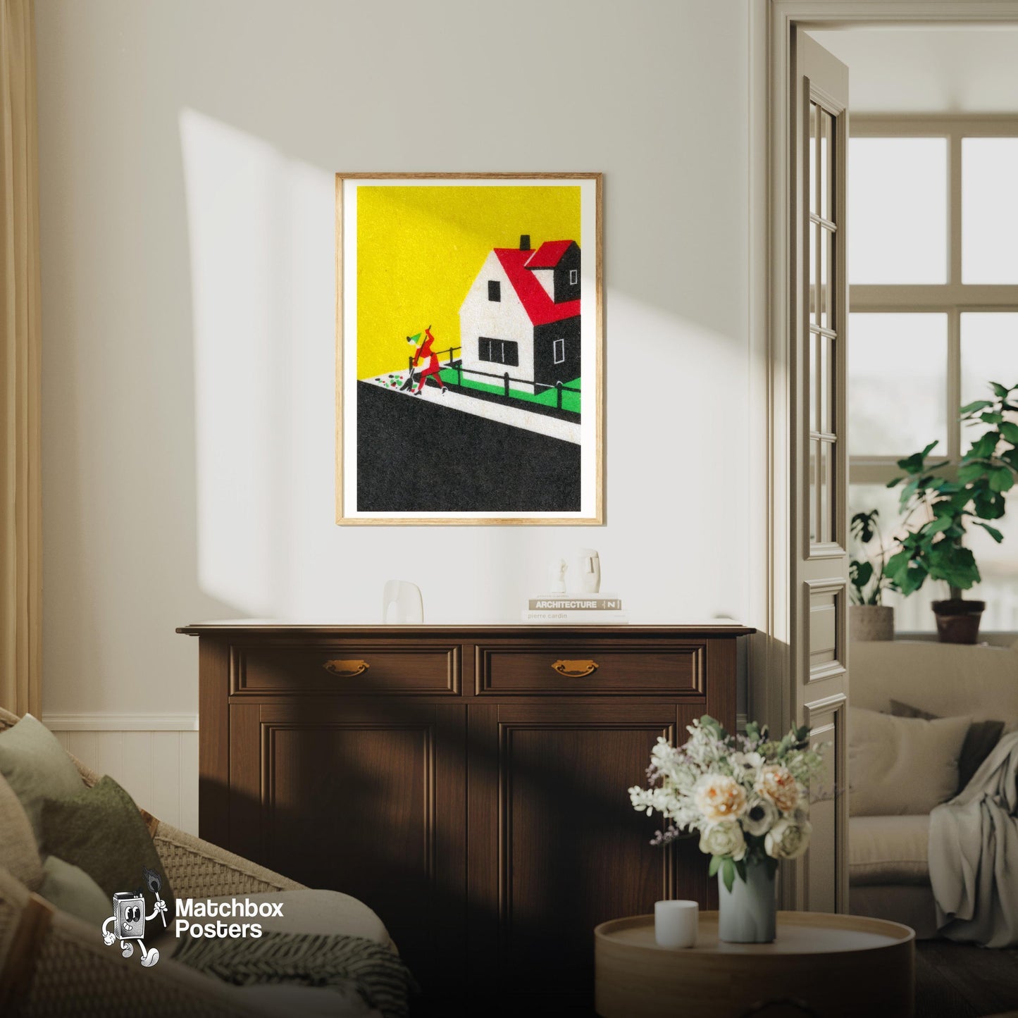 Street Sweeper - vintage matchbox label print - living room mockup