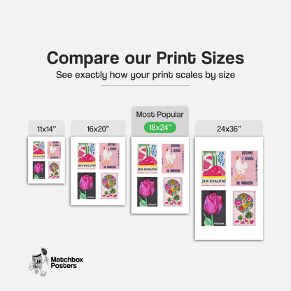 Pinks Grid Print - vintage matchbox label print - office wall