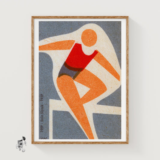 Abstract Figure - vintage matchbox label print