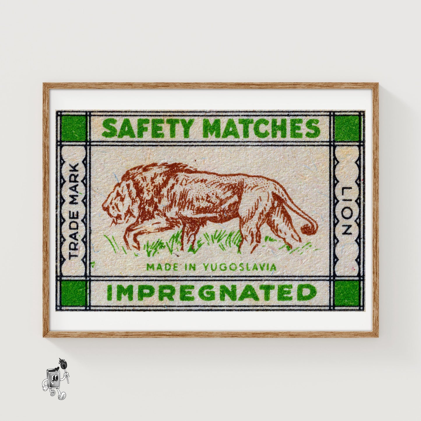 Lion - vintage matchbox label print