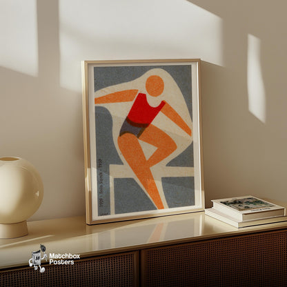 Abstract Figure - vintage matchbox label print - size comparison