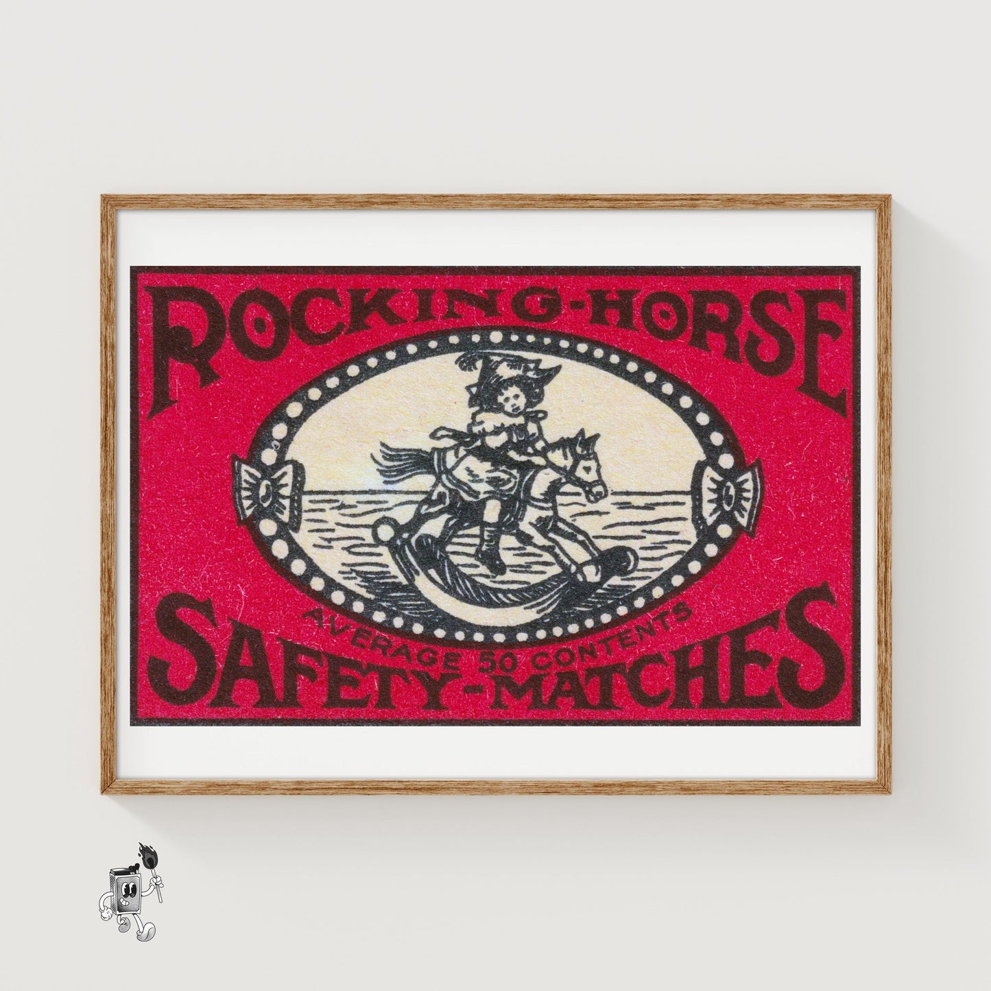 Rocking Horse - vintage matchbox label print