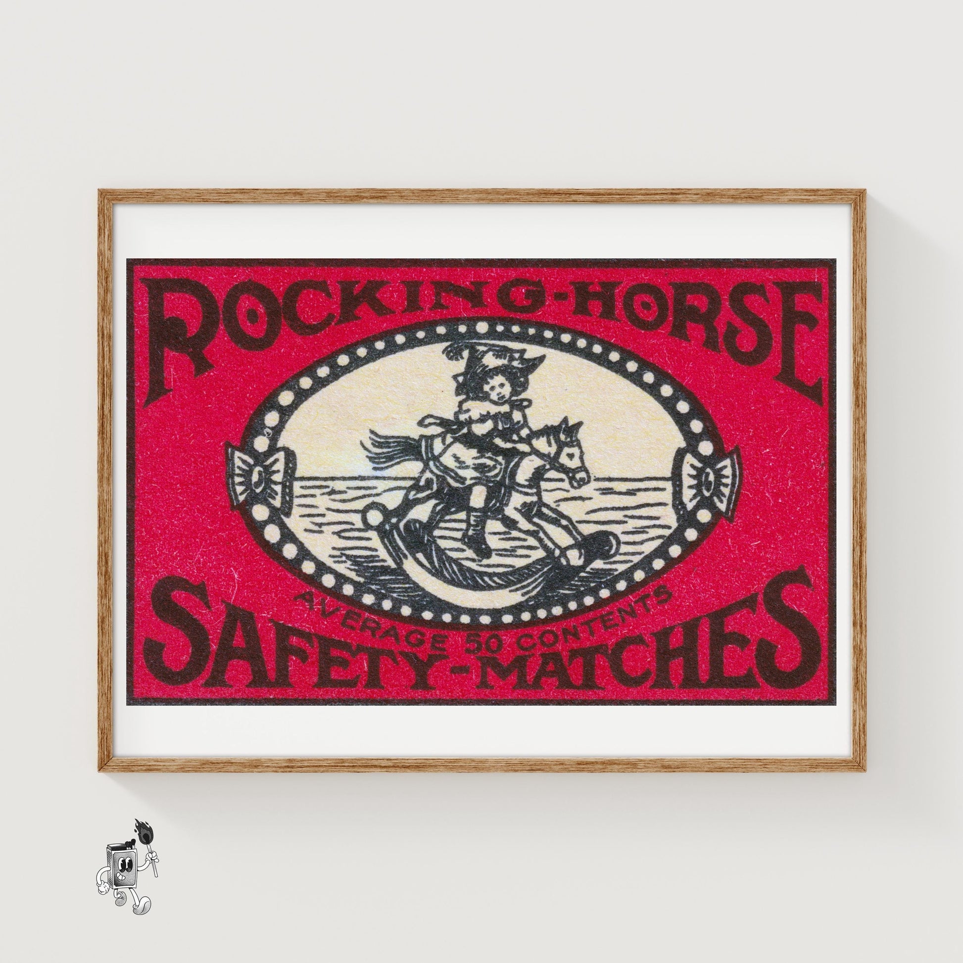 Rocking Horse - vintage matchbox label print