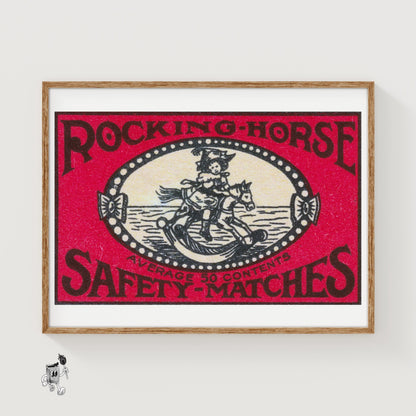 Rocking Horse - vintage matchbox label print