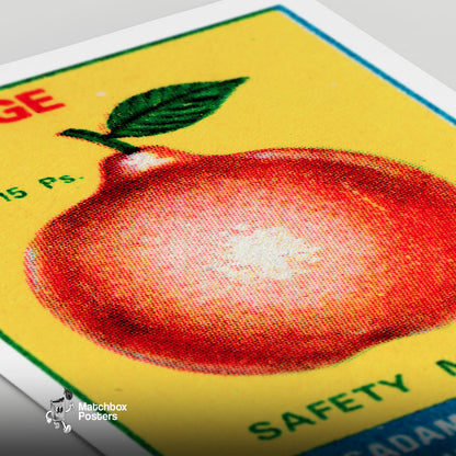 Orange with Leaf - vintage matchbox label print - close-up detail