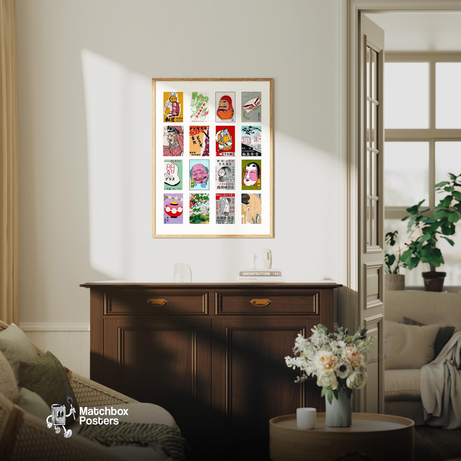 Japaneses Collage - vintage matchbox label print - framed wall art preview