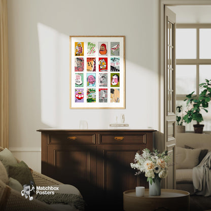 Japaneses Collage - vintage matchbox label print - framed wall art preview