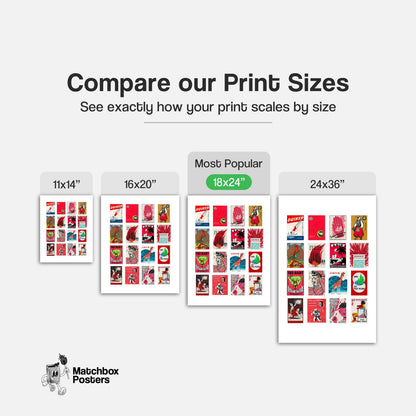 Reds Grid - vintage matchbox label print - office wall