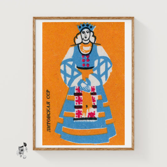 Lithuanian Woman - vintage matchbox label print