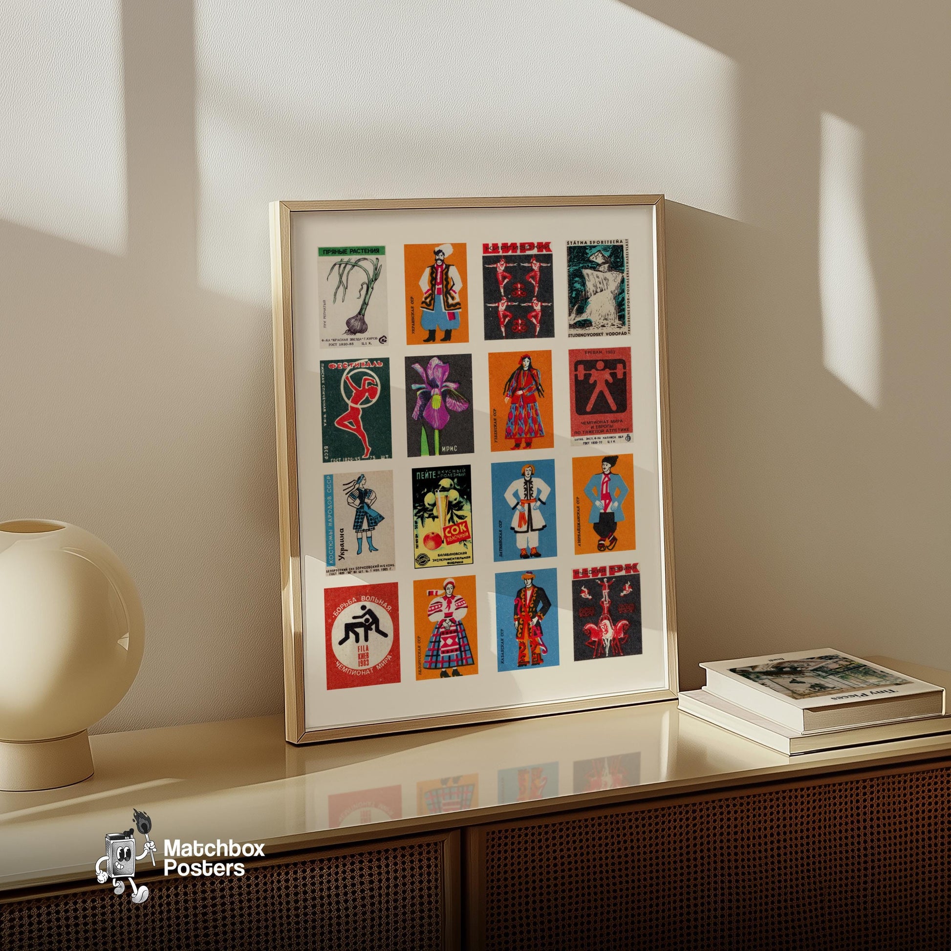 Collection Of Vintages - vintage matchbox label print - bedroom mockup
