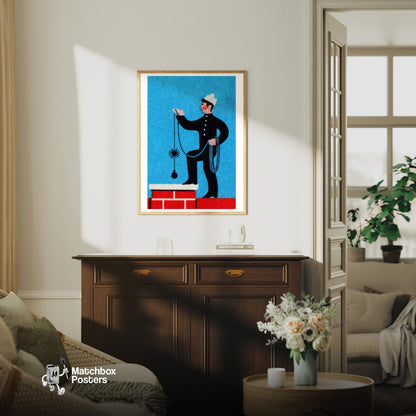 Chimney Sweep - vintage matchbox label print - living room mockup