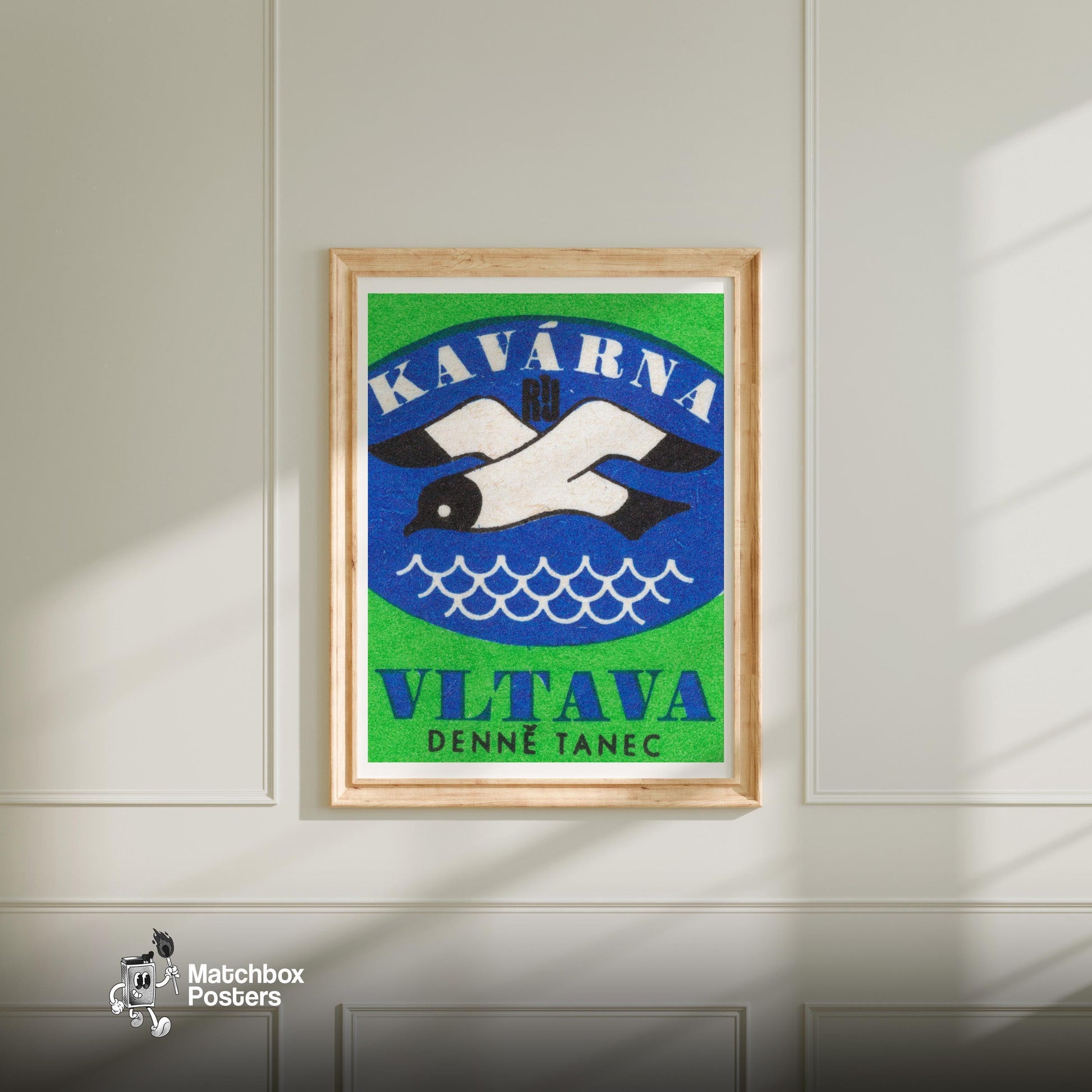 Sea Bird - vintage matchbox label print - bedroom mockup