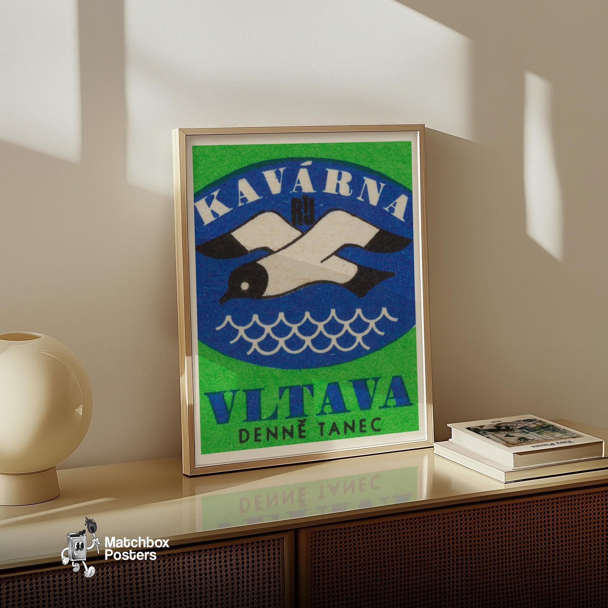 Sea Bird - vintage matchbox label print - size comparison