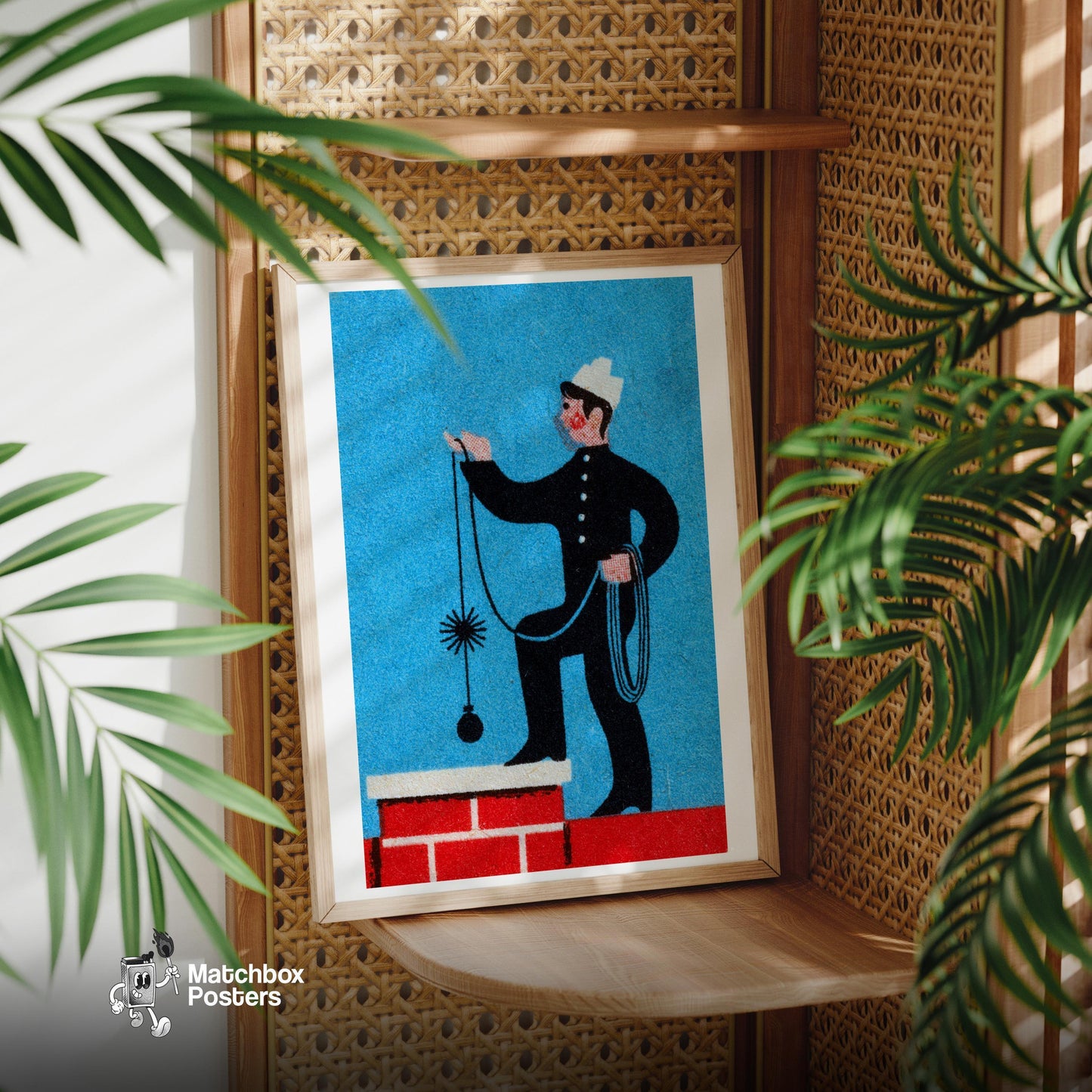 Chimney Sweep - vintage matchbox label print - office wall