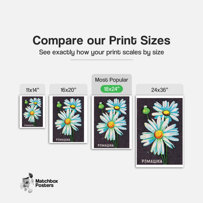Daisy Flower - vintage matchbox label print - gallery wall preview